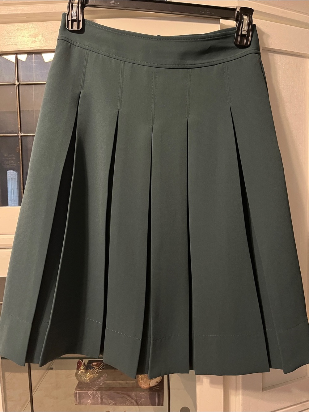 Pleated A-Line Skirt in Teal Green